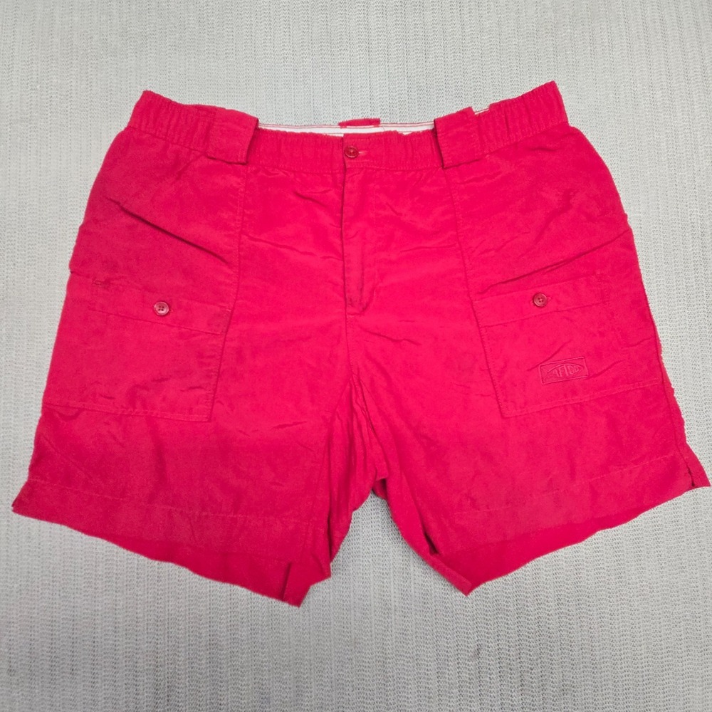 AFTCO Shorts Mens 36 Red Nylon Vented Fishing Hiking Outdoor 6" Inseam M01